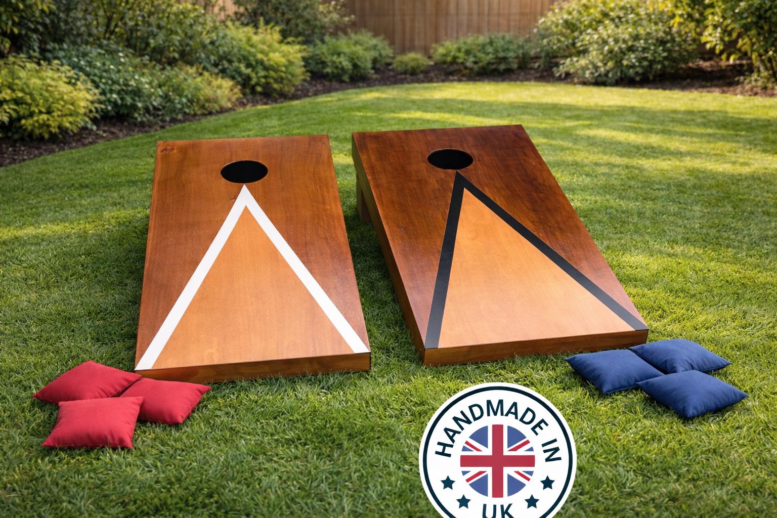 Handmade Cornhole Game  Rustic– Two-Tone Stained Boards & Bean Bags – Wedding or Party Lawn Game