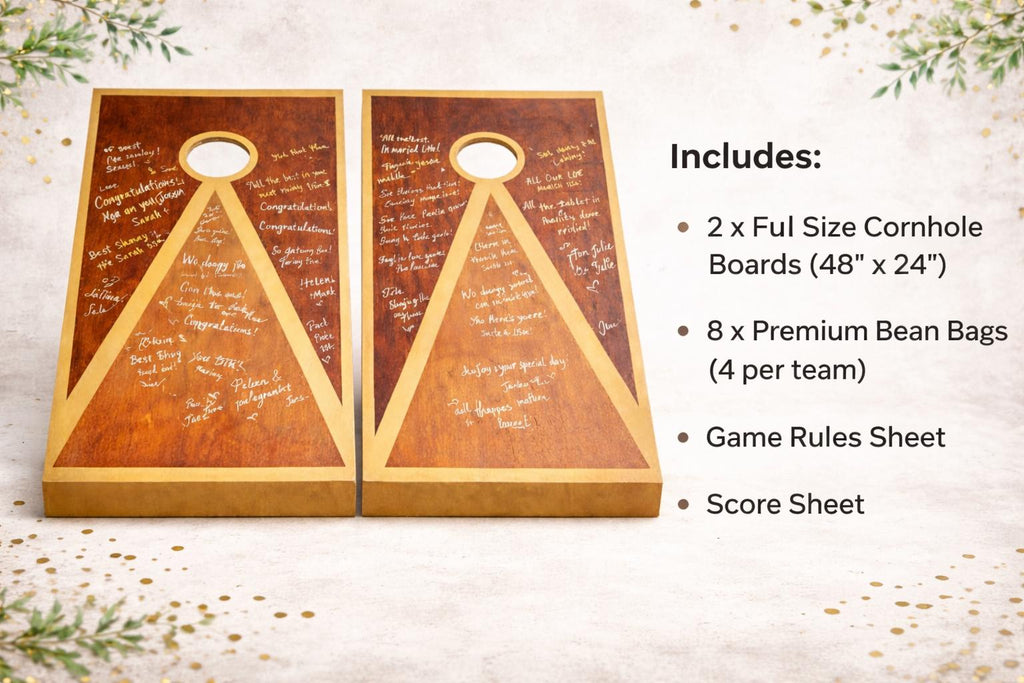 Wedding Cornhole Guest Book Alternative | Rustic Lawn Game Boards (HandmadeUK)