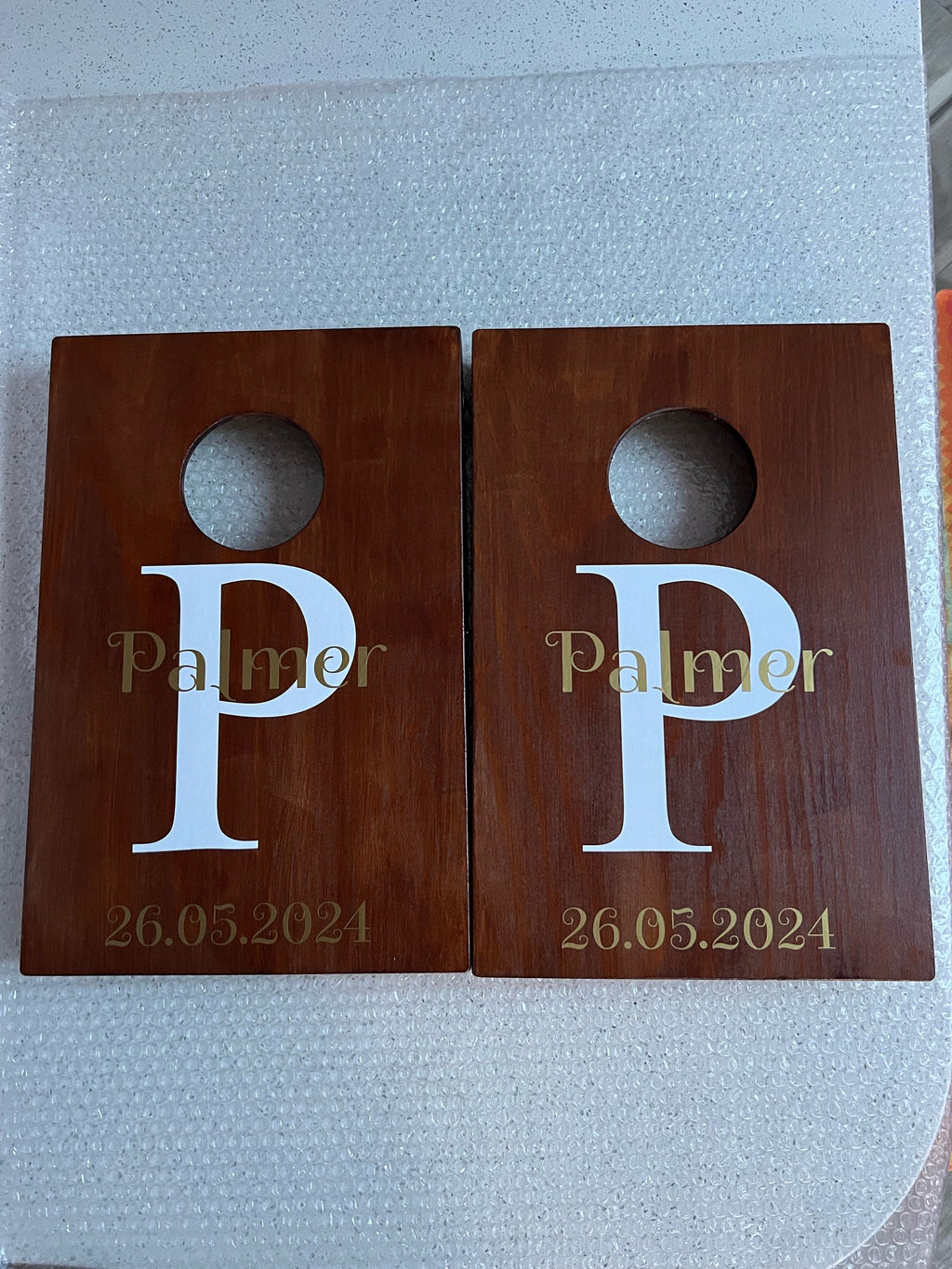 Personalised Mini Cornhole Set: Handmade Wooden Bean Bag Toss Game