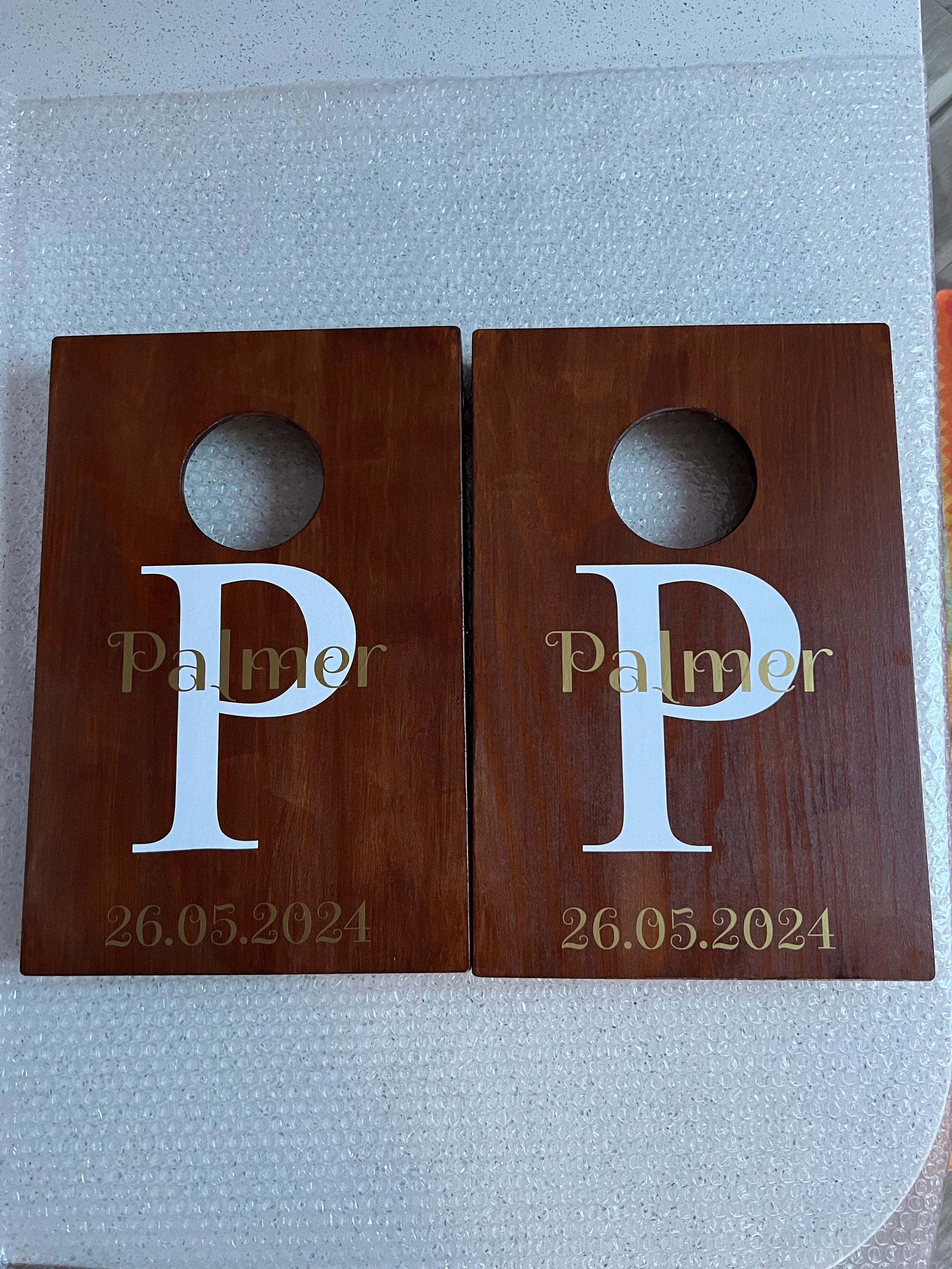 Personalised Mini Cornhole Set: Handmade Wooden Bean Bag Toss Game
