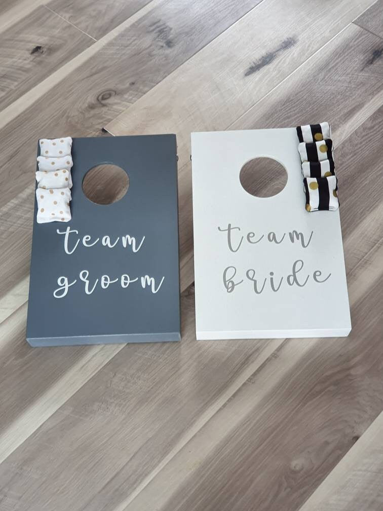 Team Bride Groom Cornhole Game, Wedding Bridal Shower Garden Party Bean Bag Toss