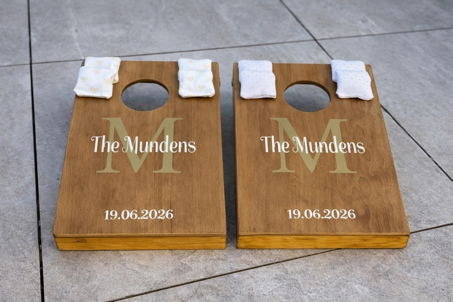 Handmade Wooden Cornhole Tic Tac Toe Garden Games Bundle | Lawn Party Set