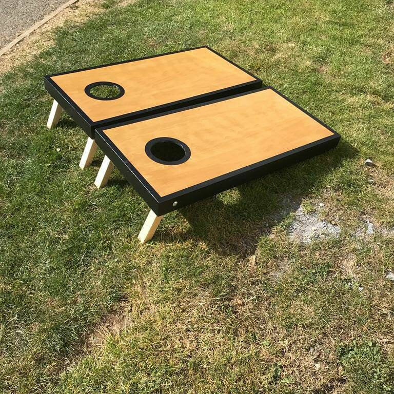 Cornhole Luxury Handmade– Stained Wooden Boards, Painted Trim, Bean Bags Included