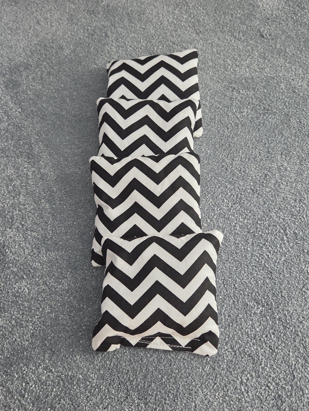 Cornhole Bags:  Large Black & White Stripes / Chevrons (Set of 8 )
