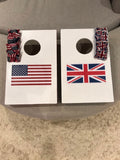 Handmade Cornhole Set Patriotic Flag : Wooden Bean Bag Toss Game