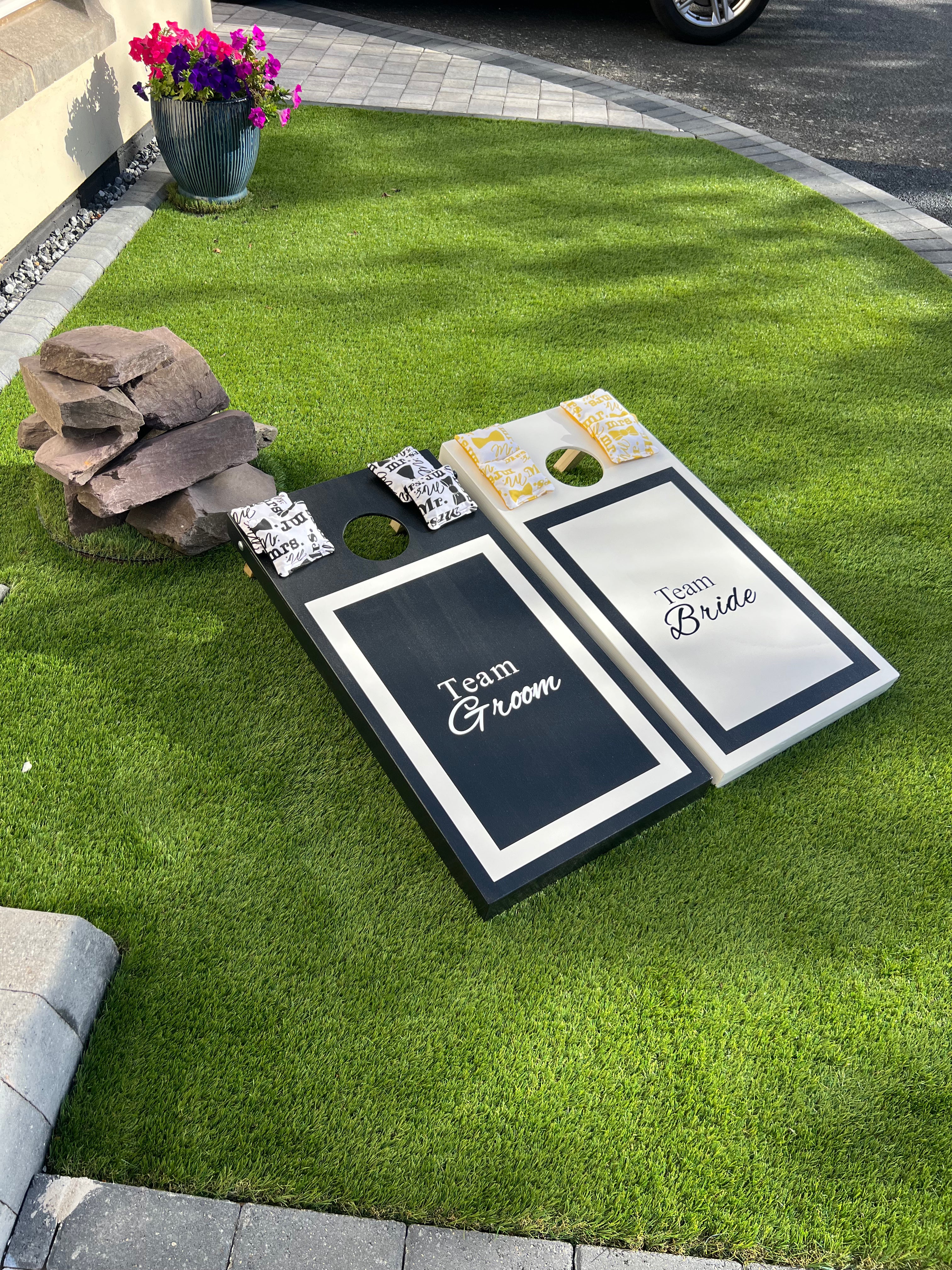 Personalised Wedding Cornhole Boards – Custom Bride & Groom Lawn Game (UK Made)