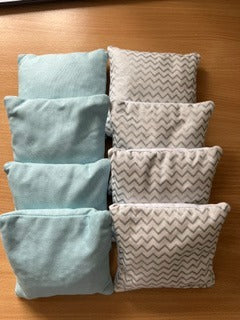 Handmade Cornhole Bean Bags – Sky Blue & Silver Chevron Pattern Set (Regulation Size)