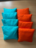 Handmade Cornhole Bean Bags – Sunset Orange & Ocean Blue Set (Regulation Size