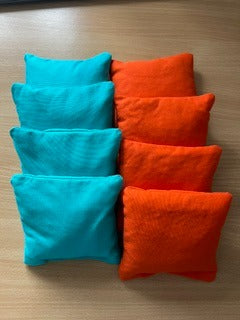 Handmade Cornhole Bean Bags – Sunset Orange & Ocean Blue Set (Regulation Size