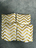 Cornhole Bags – White & Gold Chevron Set (4-Pack)