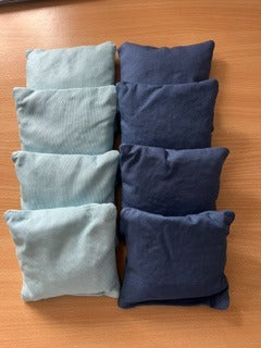 Handmade Cornhole Bean Bags – Coastal Blue & Grey Set (Regulation Size)