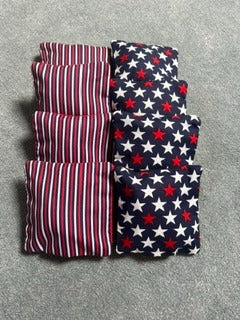 Cornhole Bags – Stars & Stripes Red, White & Blue (Set of 8)