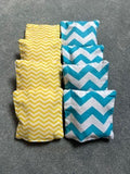 Cornhole Bags – Yellow & Aqua Chevron (Set of 8)