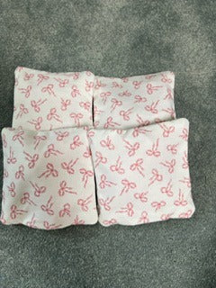 Cornhole Bags – Pink Bow Set (4-Pack)