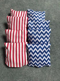 Cornhole Bags – Red, White & Blue Chevron (Set of 8)