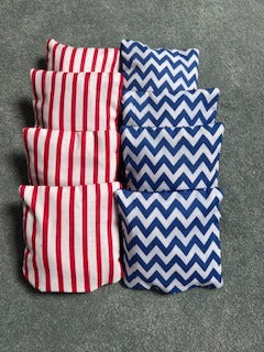 Cornhole Bags – Red, White & Blue Chevron (Set of 8)