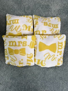 Cornhole Bags –  Mr & Mrs Gold Set (4-Pack)