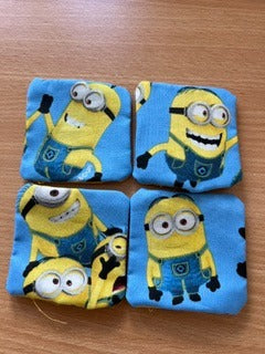 Mini Cornhole Bags 3" x 3" Minions Handmade Bean bag toss (set of 4)