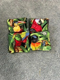 Cornhole Mini Bags – Tropical Parrots (Set of 4, 3"x3")