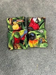 Cornhole Mini Bags – Tropical Parrots (Set of 4, 3"x3")