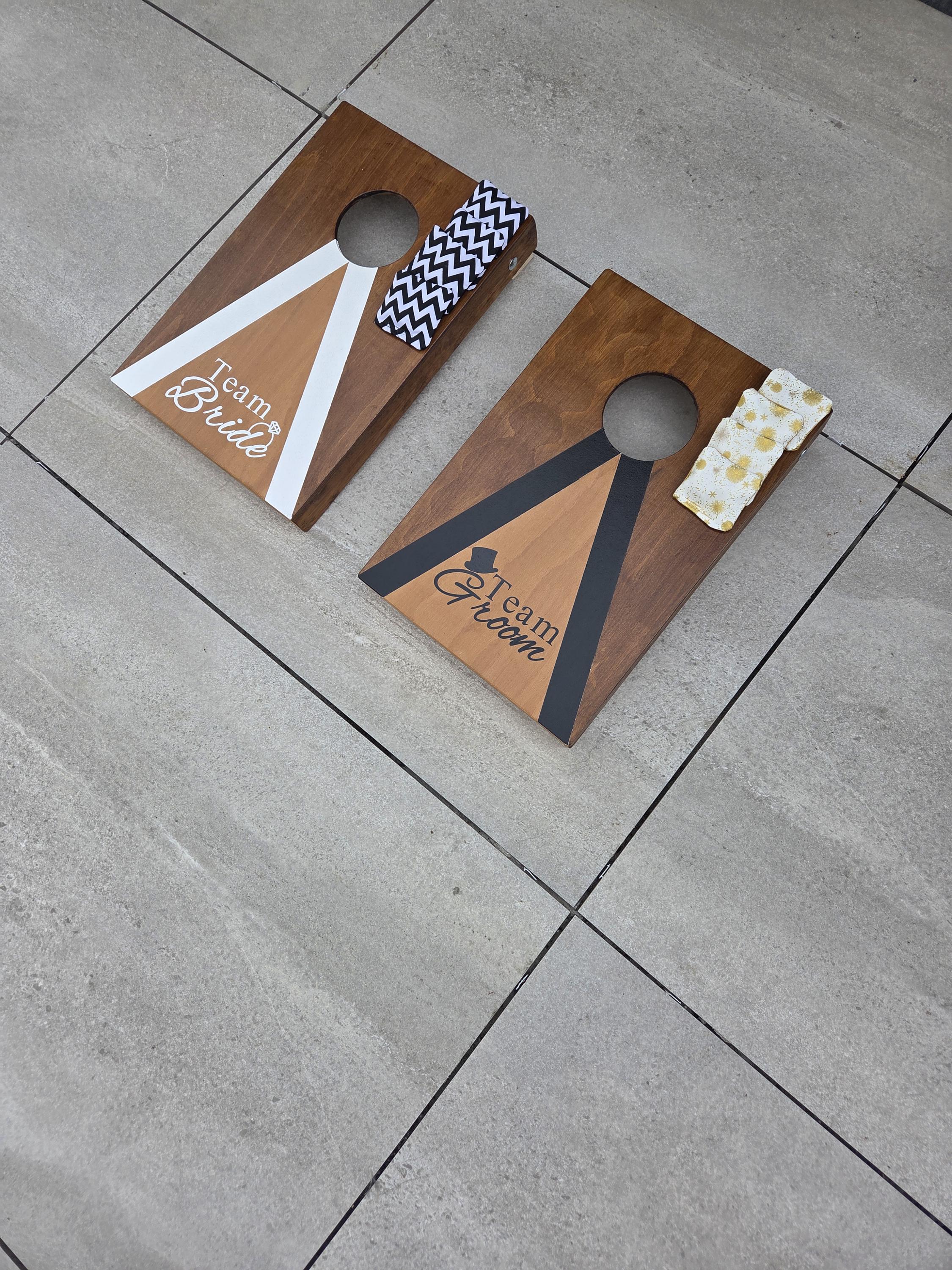 Wedding Cornhole Game Boards | Team Bride vs Groom Lawn Entertainment UK