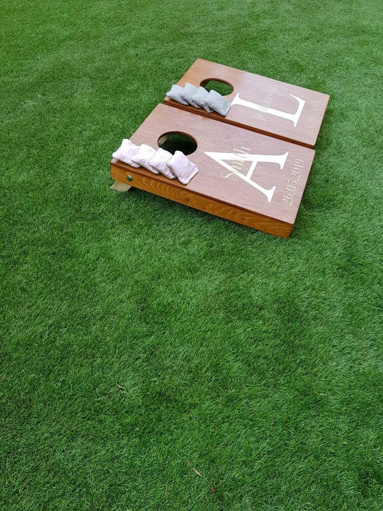 Personalised Mini Cornhole Set: Handmade Wooden Bean Bag Toss Game