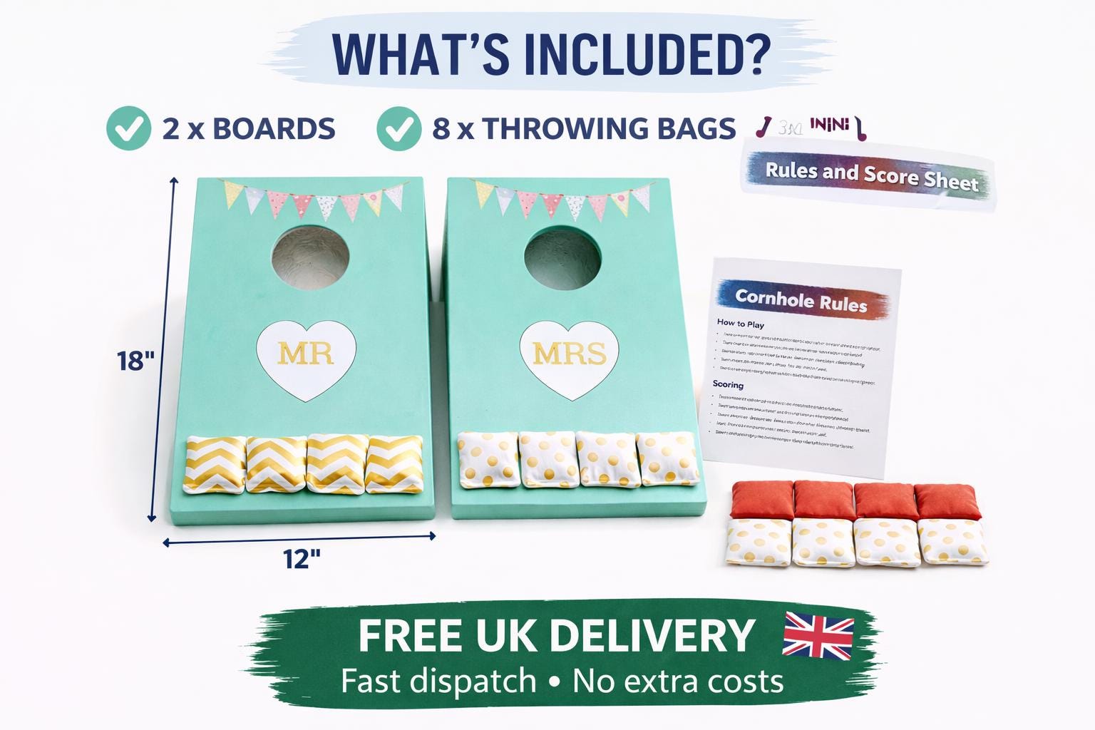 Cornhole Set-Vintage Mr & Mrs Bean Bag Toss Game: Wedding Party
