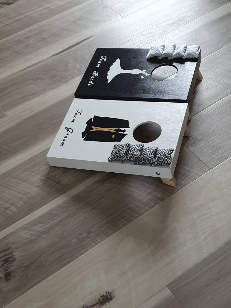 Cornhole Game: Personalised Wedding portable size Bean Bag Toss Set
