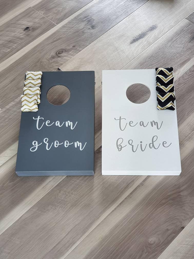 Team Bride Groom Cornhole Game, Wedding Bridal Shower Garden Party Bean Bag Toss