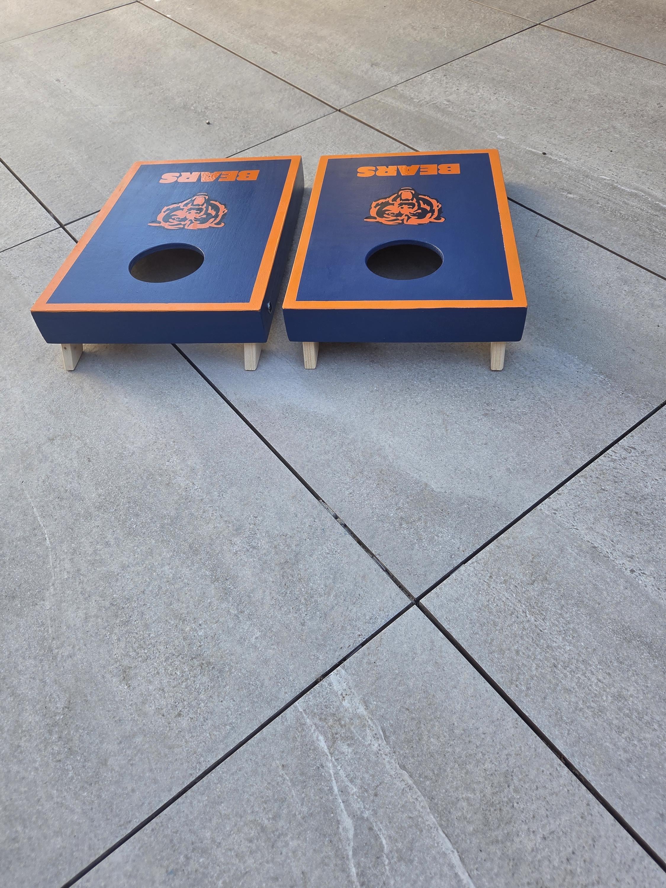 Handmade chicago Bears Cornhole Game :  Bean Bag Toss, Outdoor/Indoor Fun