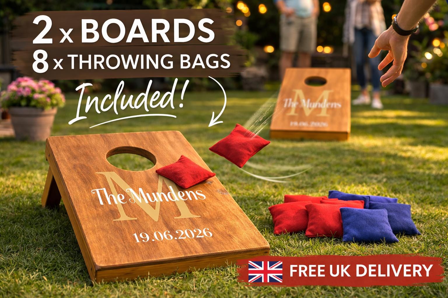 Handmade Wooden Cornhole Tic Tac Toe Garden Games Bundle | Lawn Party Set