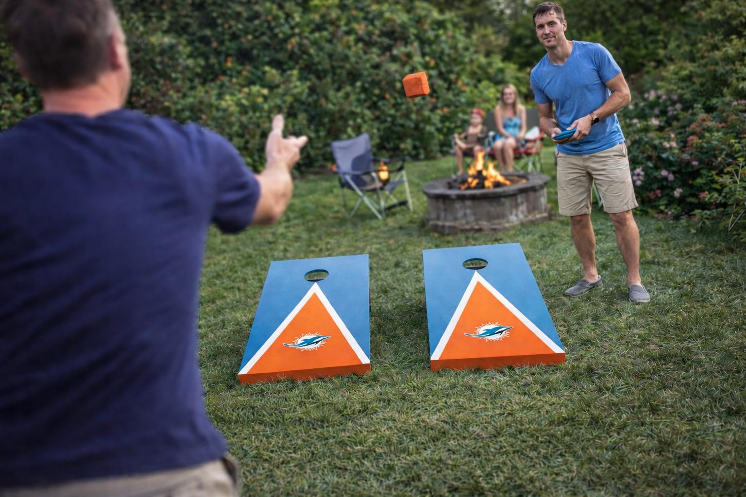 Custom Football Team Cornhole Boards - Miami Dolphins | back Yard Game with Bean Bags