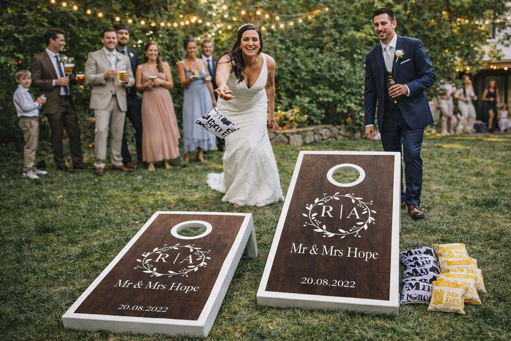 Personalised Wedding Cornhole Boards | Custom Mr & Mrs Garden Game, Outdoor Entertainment