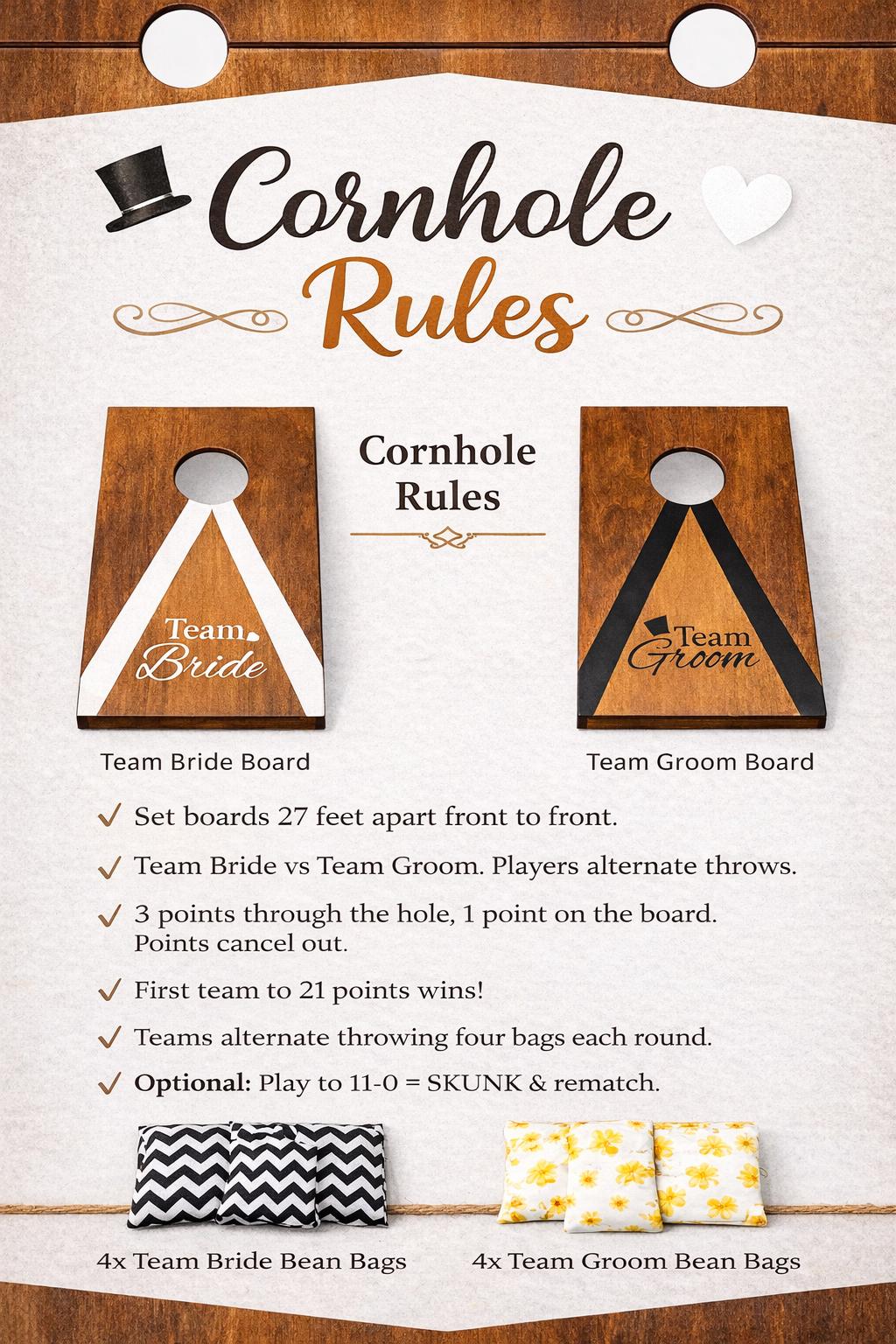 Wedding Cornhole Game Boards | Team Bride vs Groom Lawn Entertainment UK