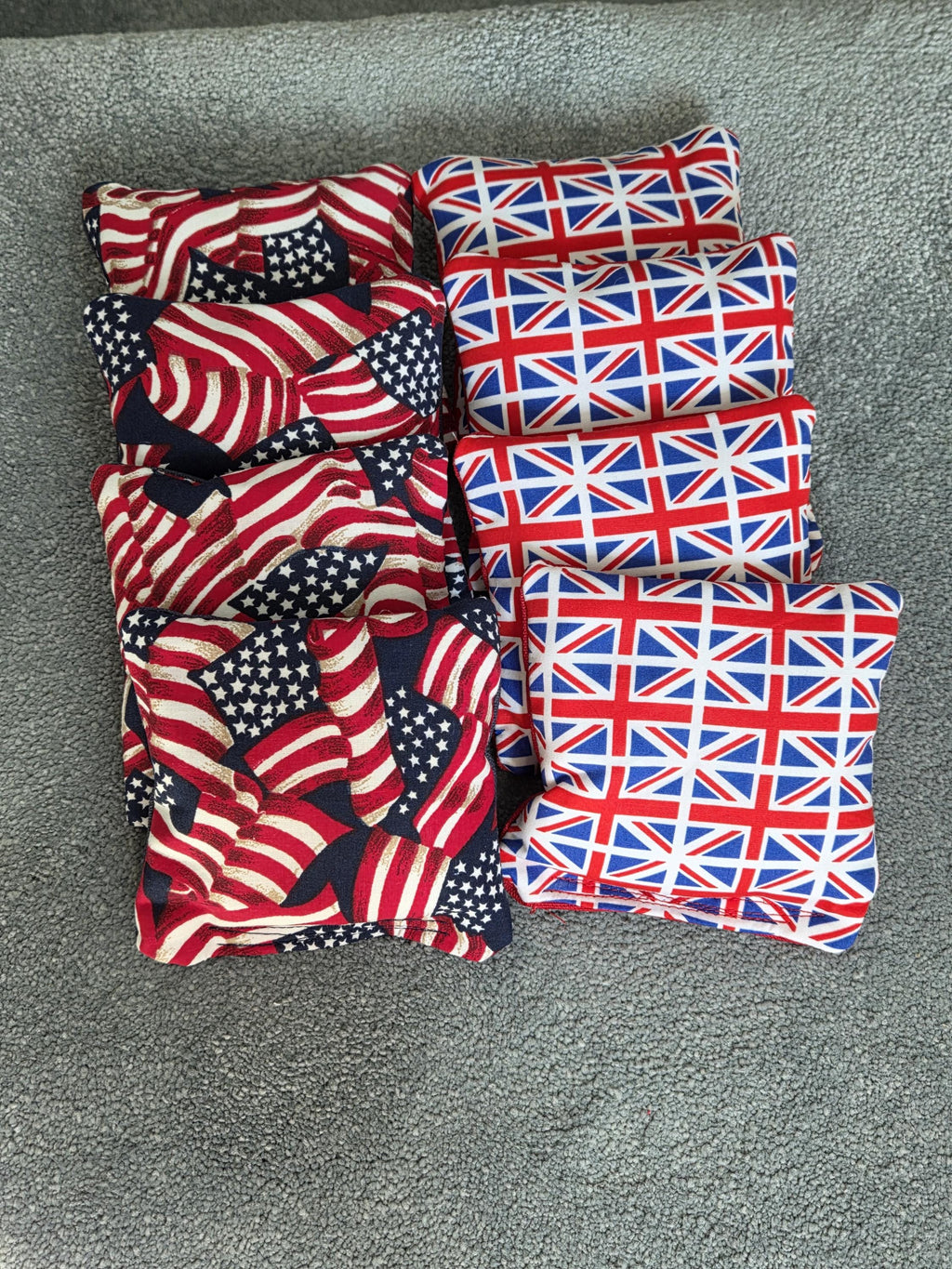 Patriotic Cornhole Bags – USA, Union Jack Designs, Regulation Size Set