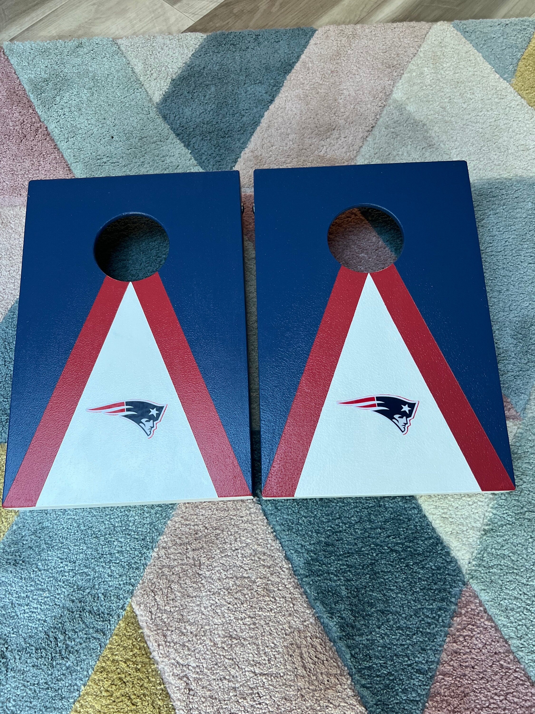NFL  Patriots  compact Cornhole Game Set – 18" x 12" Portable Bean Bag Toss (Indoor/Outdoor)