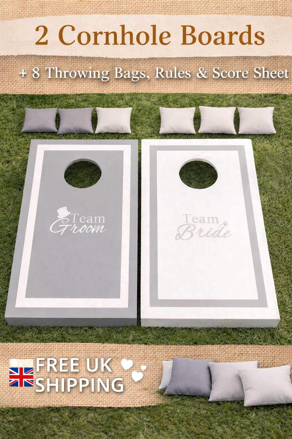 Personalised Wedding Cornhole Boards – Team Bride Groom Lawn Game – Custom Garden Game