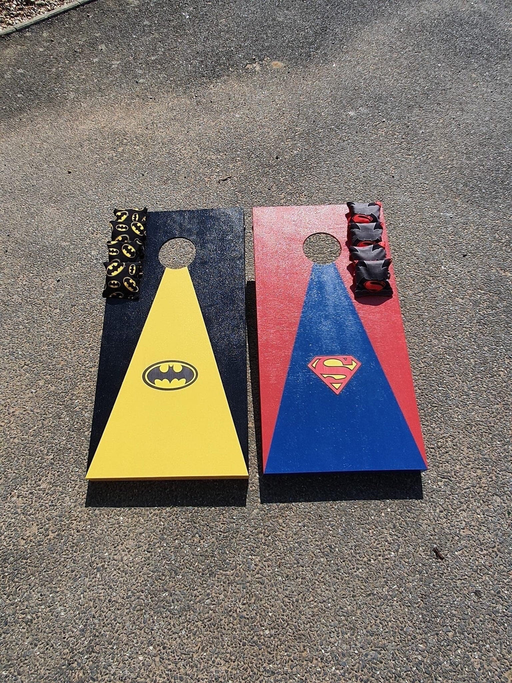 Themed Cornhole  Superhero‑– Hand‑Painted Wooden Bean Bag Toss Garden Party Game