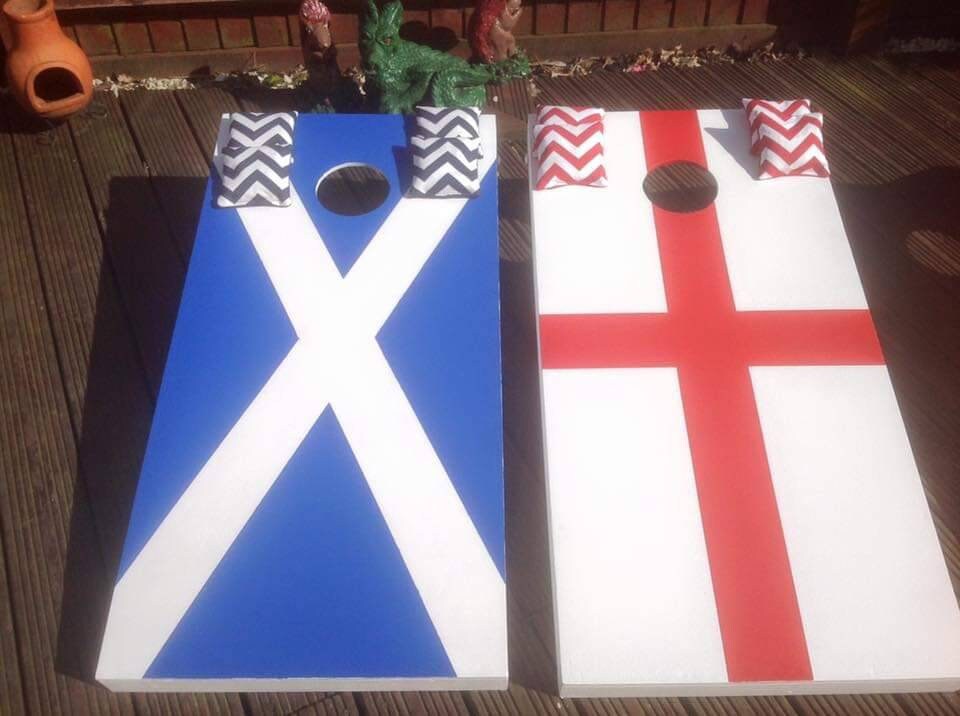 Hand-Painted Scottish & St George Flag Cornhole Boards – Lawn Game Fun