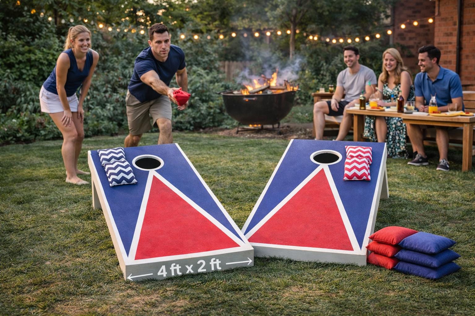 Regulation Cornhole Set | 4ft x 2ft Tournament Boards, 8 Bean Bags, Outdoor Lawn Game