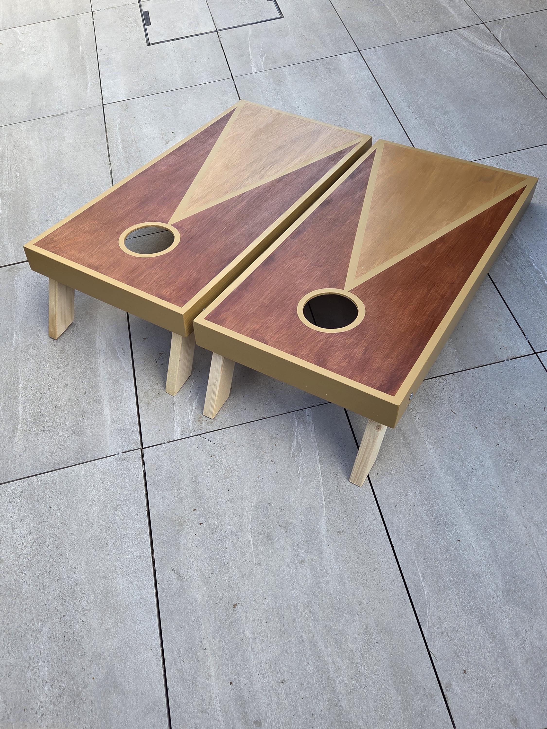 Wedding Cornhole Set | Geometric Wood Lawn Game Boards | Rustic Outdoor Party Game