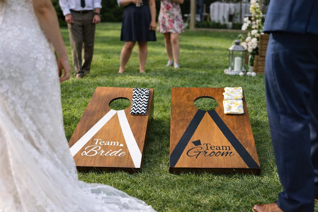 Wedding Cornhole Game Boards | Team Bride vs Groom Lawn Entertainment UK