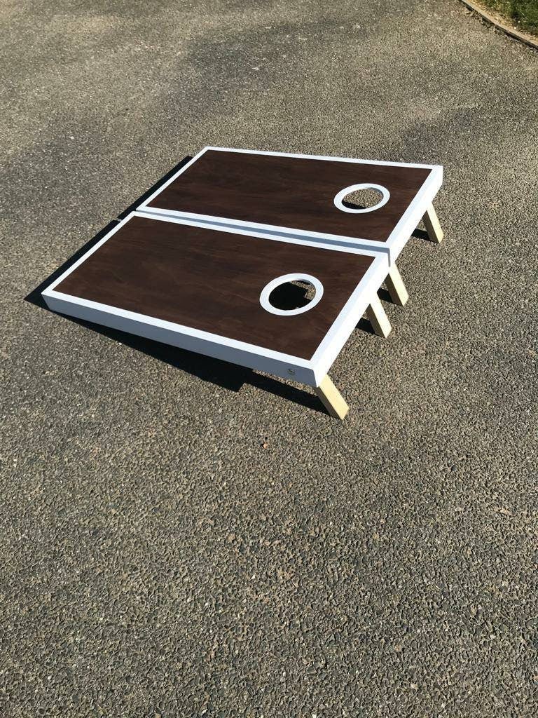 Cornhole Luxury Handmade– Stained Wooden Boards, Painted Trim, Bean Bags Included