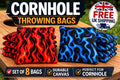 Cornhole Throwing Bags Set of 8 | Red Flame Blue Durable Canvas Bags