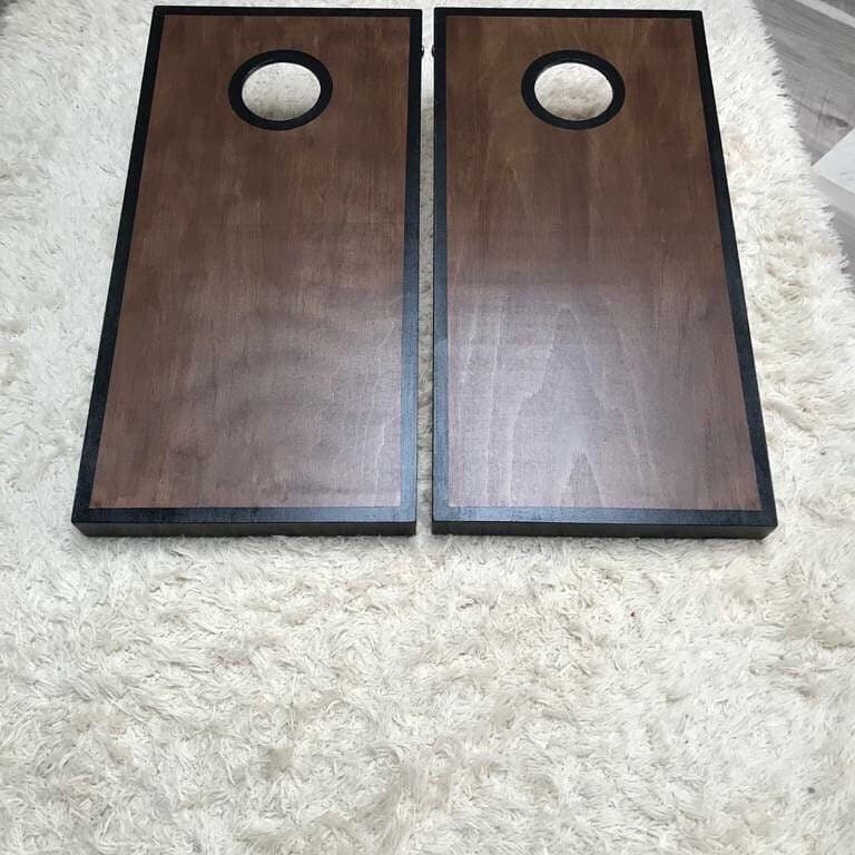 Cornhole Luxury Handmade– Stained Wooden Boards, Painted Trim, Bean Bags Included