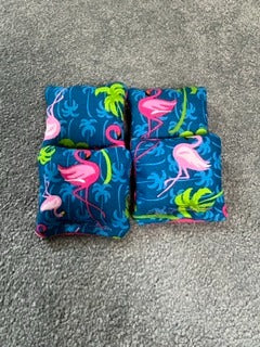 Cornhole Mini Bags – Tropical Flamingo Set (4-Pack