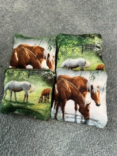 Cornhole Mini Bags – Country Horses Set (4-Pack)