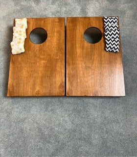 Mini Cornhole -Stained Wood Bean Bag Toss Game: Mini Size, Includes 8 Bean Bags