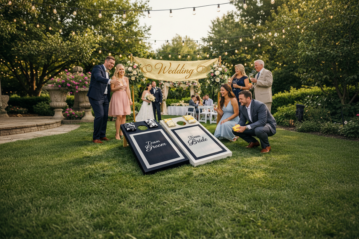 Wedding Cornhole Scene Wide